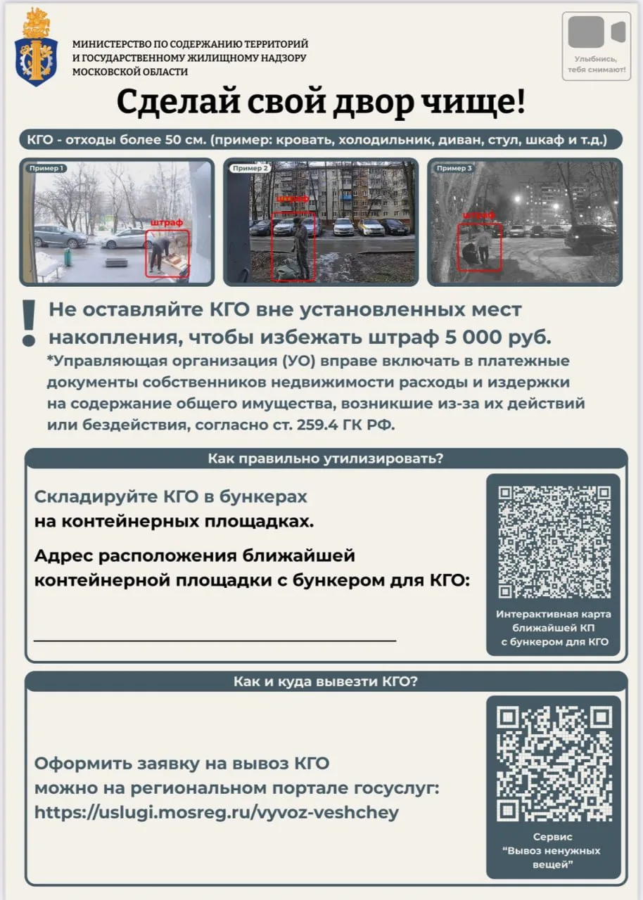 В Подмосковье ввели новый алгоритм выявления нарушителей чистоты и порядка во дворах
