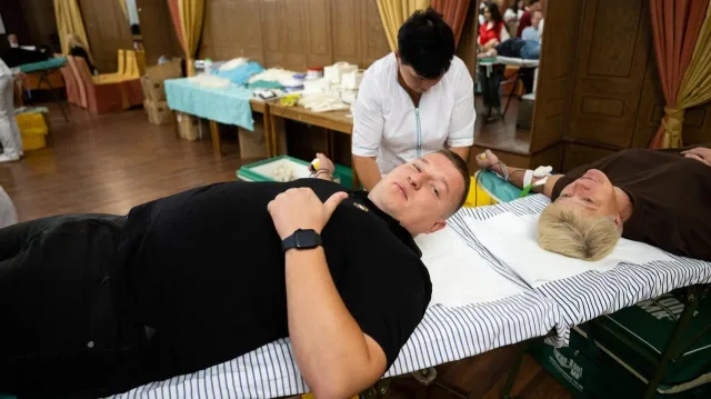 Ветераны СВО Люберец сдали кровь для госпиталя Вишневского