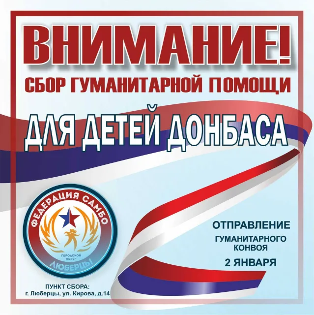 Жители Люберец могут собрать гуманитарную помощь вместе с Федерацией самбо для детей ДНР